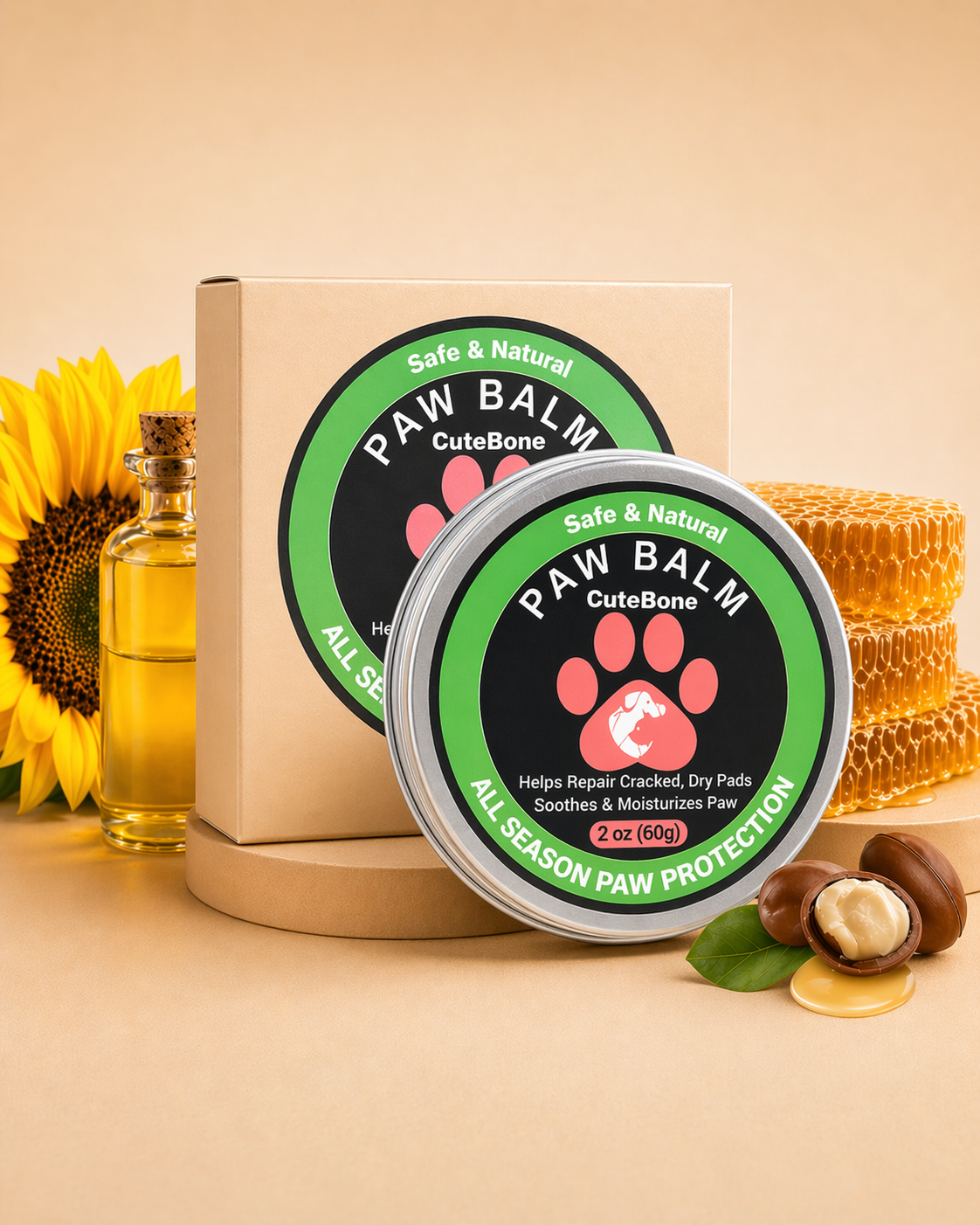 CuteBone Dog Paw Balm 2 oz (60g)